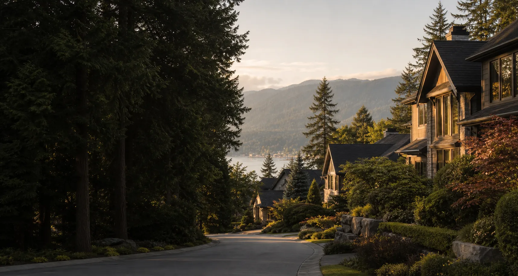 Port Moody residential homes surrounded by mature trees.